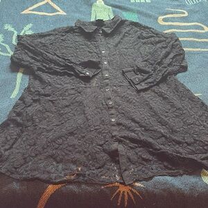 XL black dress. button down and sheer.